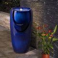 29.25" H Outdoor Water Fountain Ceramic Jar Water Fountain with LED Light and Submersible Pump Vase Freestanding