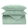 Luxury 3-Piece Velvet Corduroy Stripe Quilt Set, Ultra Soft Bedspread - Cozy Velvet Coverlet Set - 3PC Medium Weight