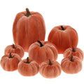 9Pcs Thanksgiving Velvet Pumpkins Decor Orange Small Faux Pumpkin