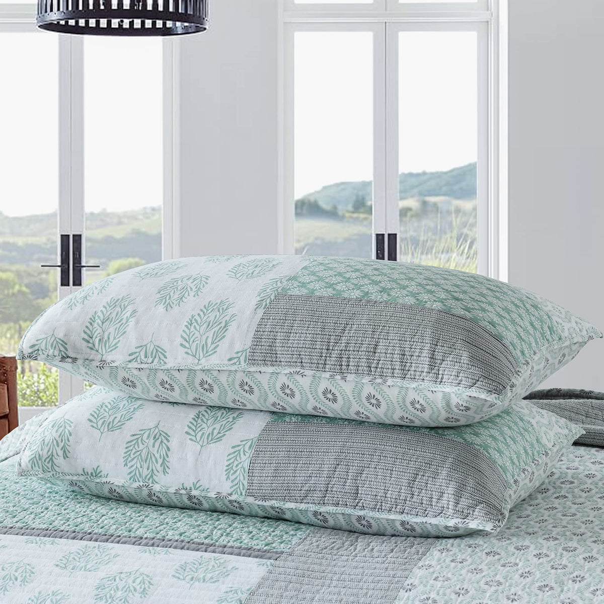 Quilt Set, 100% Cotton Bedspread Quilt Bedding Set, Patchwork Reversible Floral Quilt for Bed
