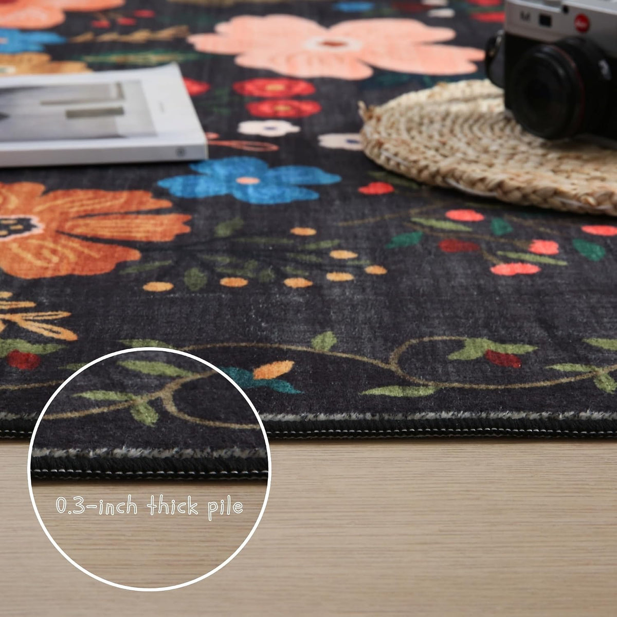 Area Rug Washable, Black