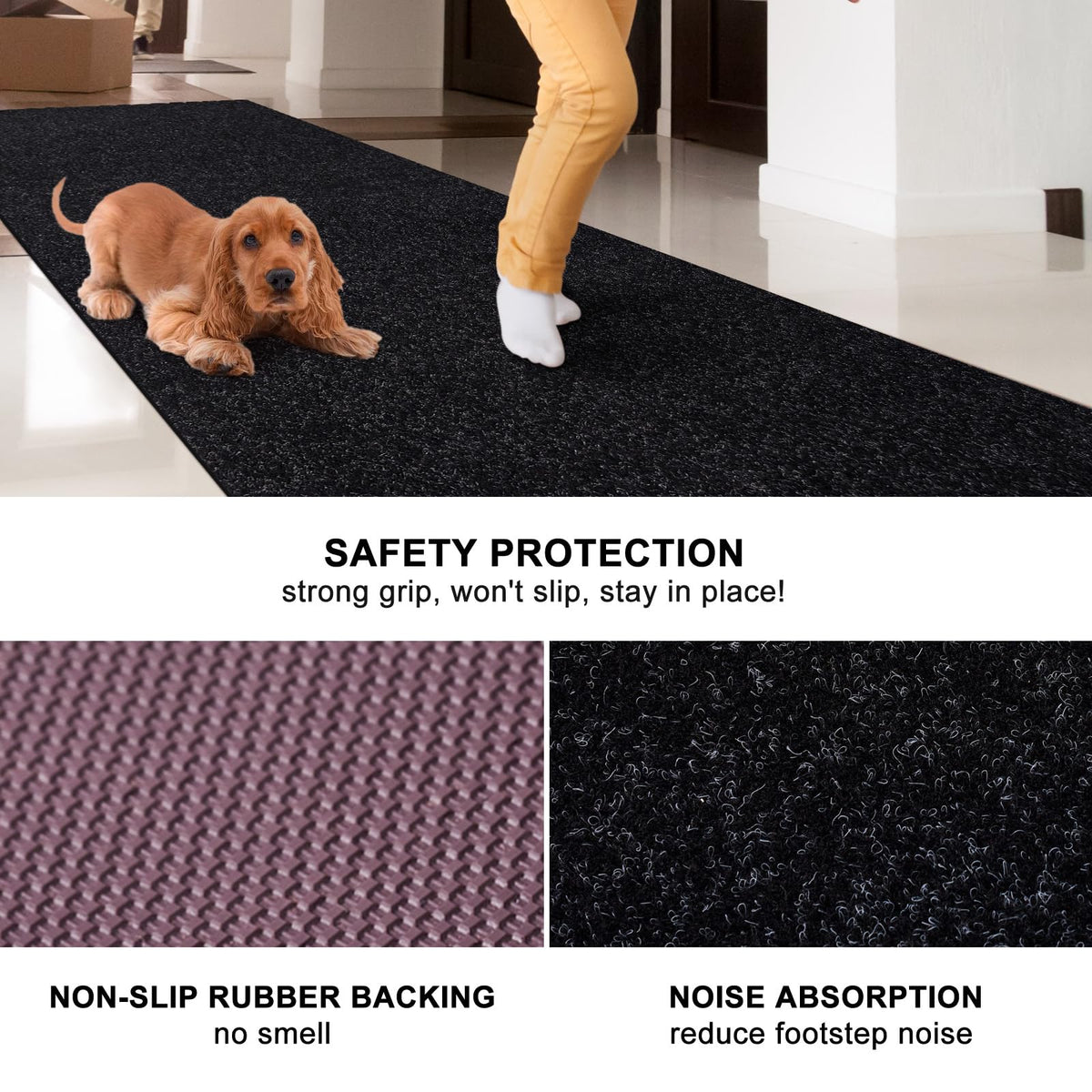 2Ft x 12Ft Outdoor Runner Rug Non Slip Carpet Runner Rubber Backing