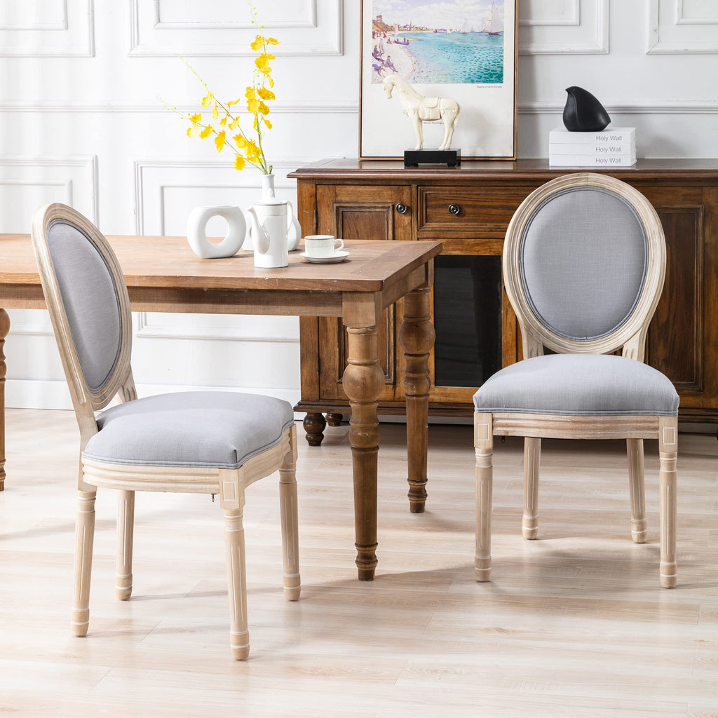 French Country Dining Chairs Set of 2, Farmhouse Dining Chairs, Vintage Dining Chair with Round Back, Mid Century
