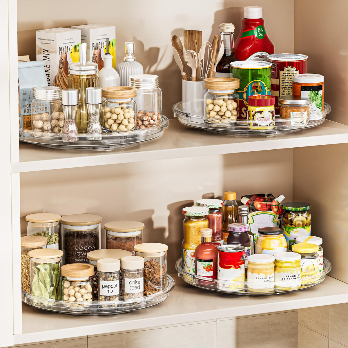 12 in Lazy Susan Turntable, 4 Pack Clear Spice Rack, Organizer Storage