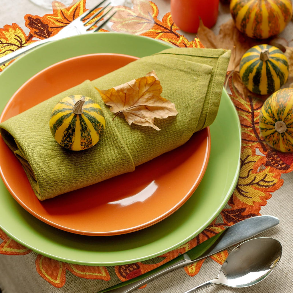 6 Pcs Fall Leaf Placemats Thanksgiving Orange Table Placemats