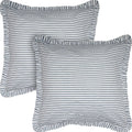 Sawyer Mill Ticking Striped Cotton Farmhouse Square Bedding Accessory Euro Sham Set of 2 26x26 Blue Denim