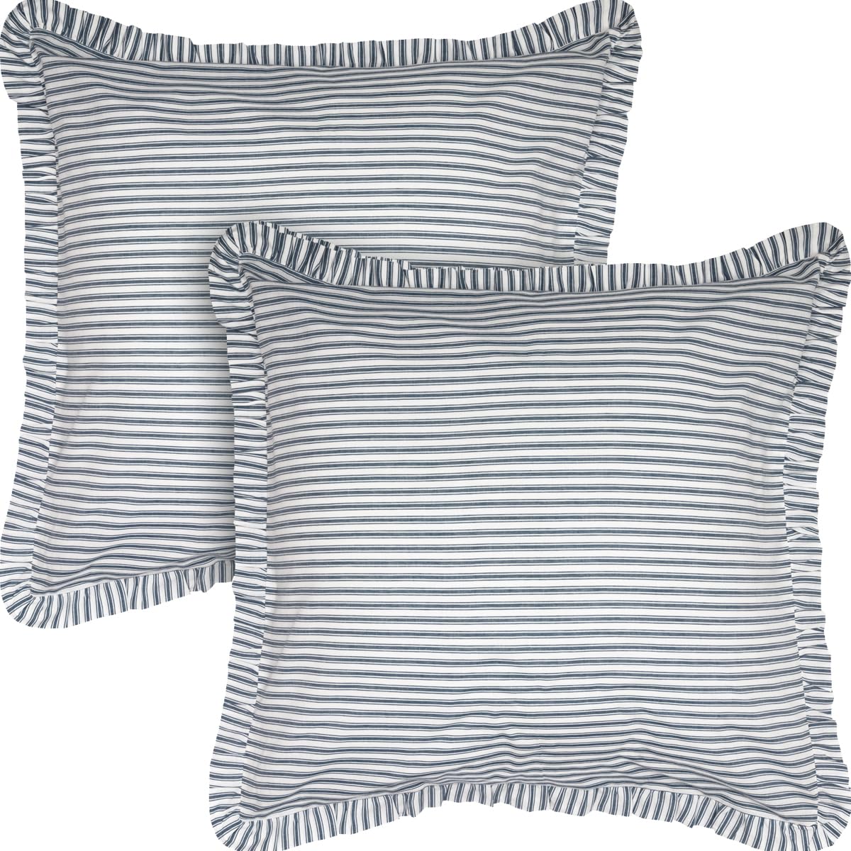 Sawyer Mill Ticking Striped Cotton Farmhouse Square Bedding Accessory Euro Sham Set of 2 26x26 Blue Denim