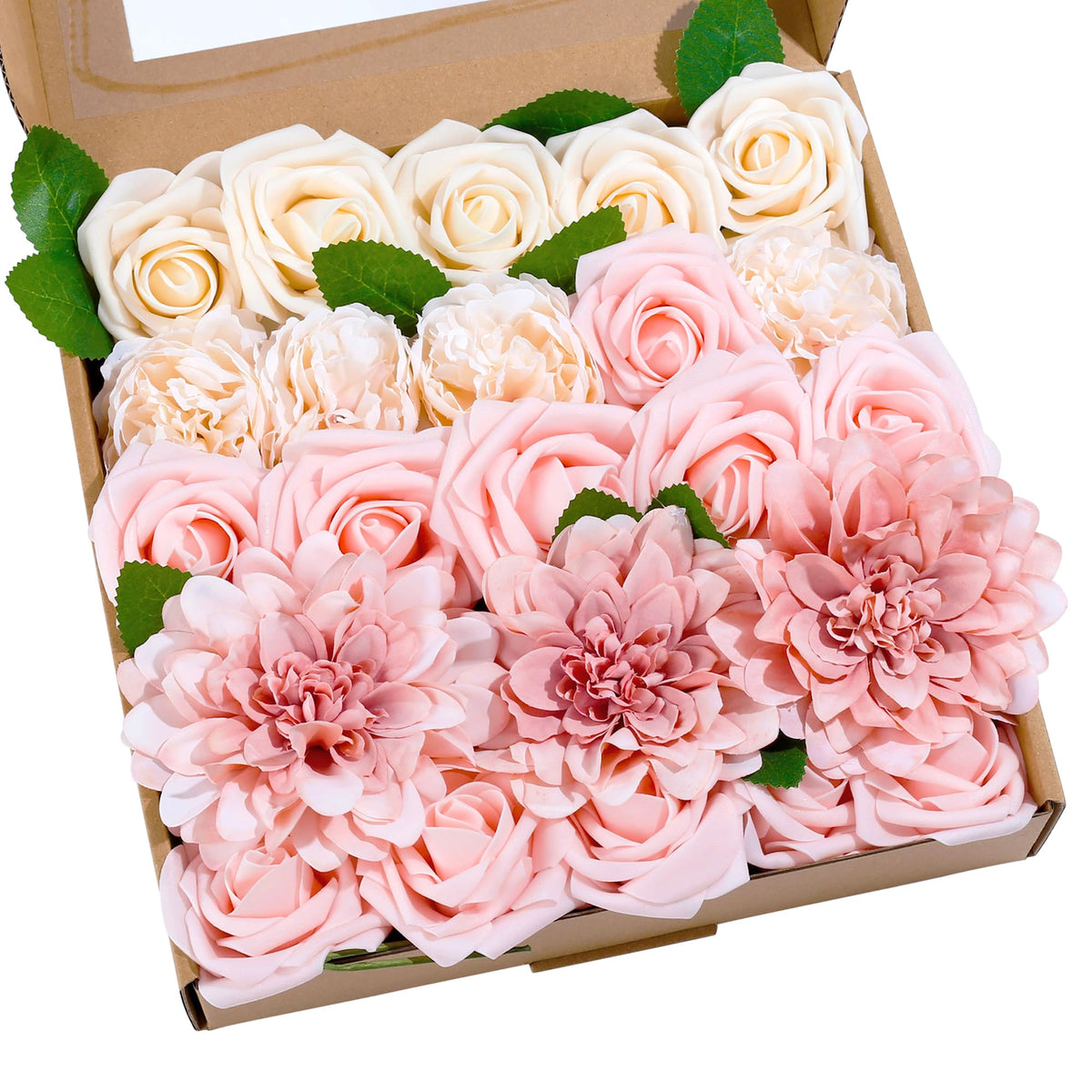 Roses Artificial Flowers Combo Pink Flowers Silk Foam Flowers with Stems for DIY Bridal Wedding Bouquet Baby Shower