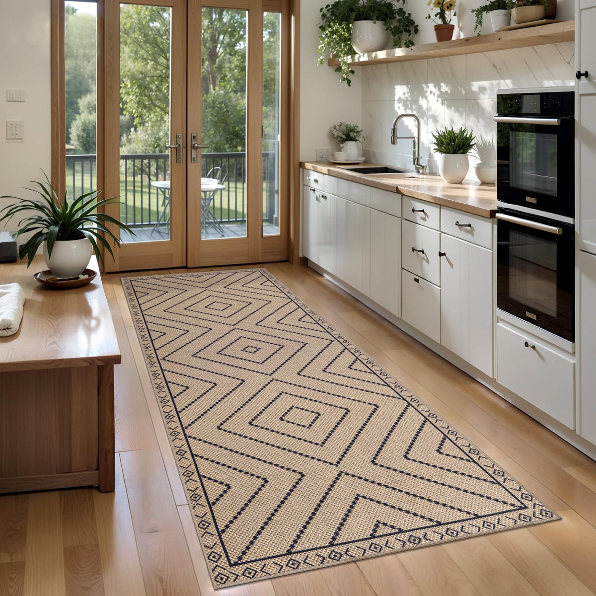 Easy Jute Hallway Runner Rug, Washable Non-Slip Kitchen Rugs