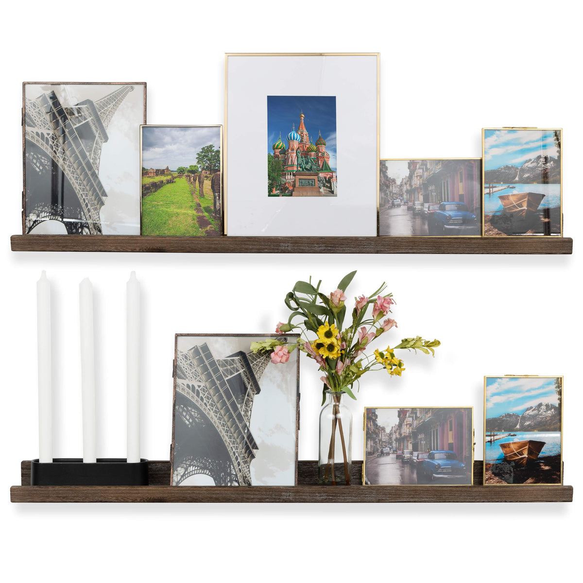 Ted 36" Wall Mount Narrow Wood Picture Ledge Shelf Photo Frame Display - Floating Shelves Office Kitchen Bedroom