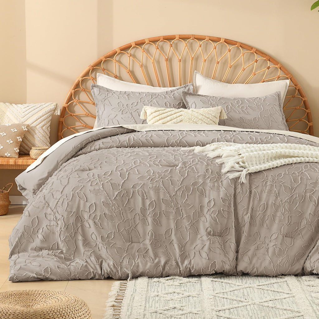 King Comforter Set, 3PCS Light Coffee Boho Tufted Bedding
