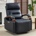 Triple-Motor Genuine Leather Zero Gravity Power Recliner, Dark Blue