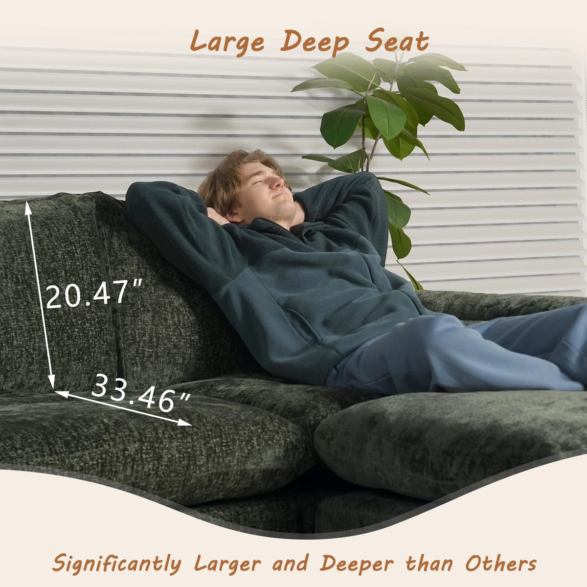 Boneless Couches, 147" U Shaped Couch, Green