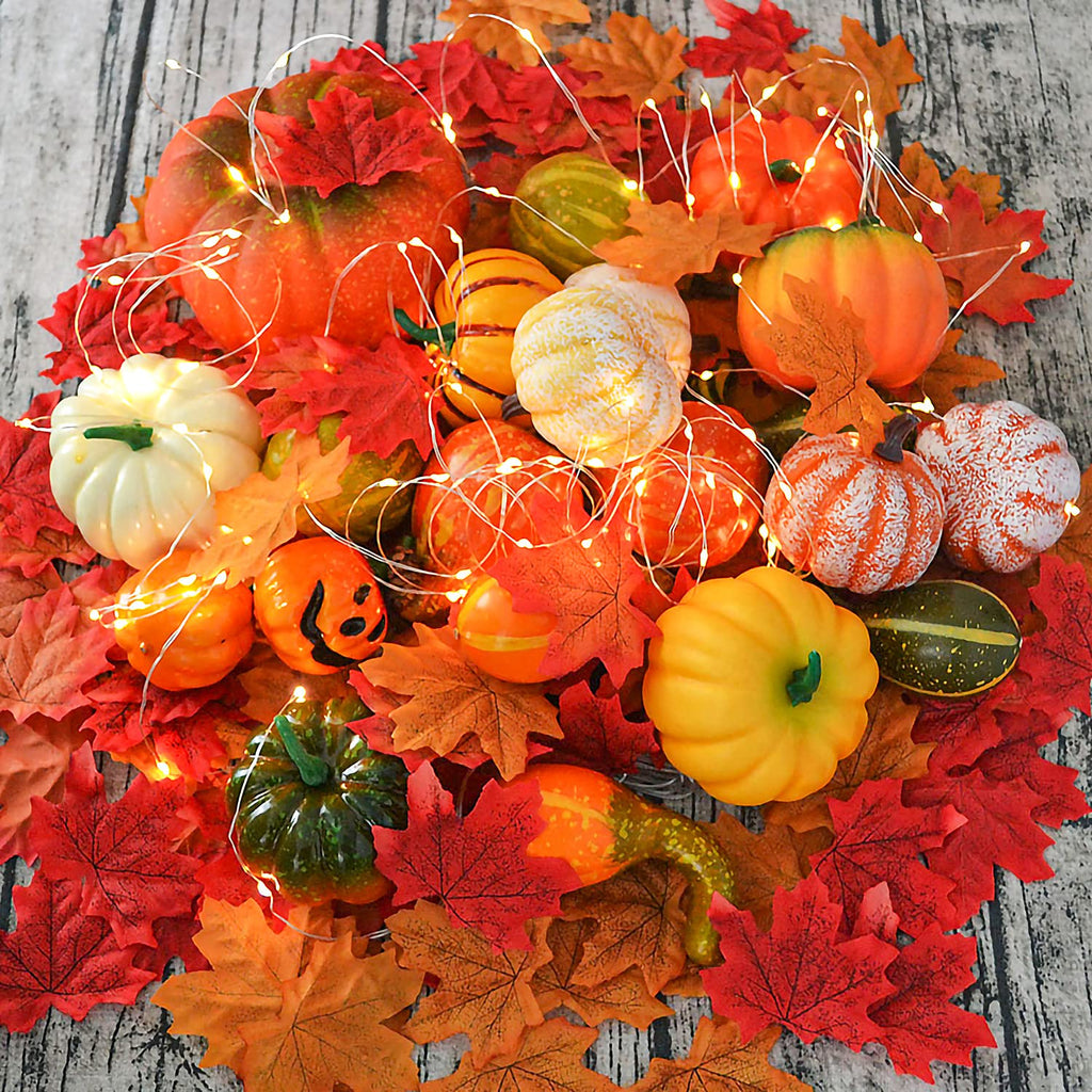 12Pcs Lifelike Simulation Realistic Mixture of Artificial Pumpkins Fake Vegetable Fruit Decoration