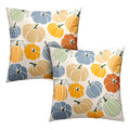 Set of 2 Orange Yellow Blue Pumpkins Pillow Covers Fall Throw Pillow Covers 22x22 Colorful Autumn Outdoor Pillow Case