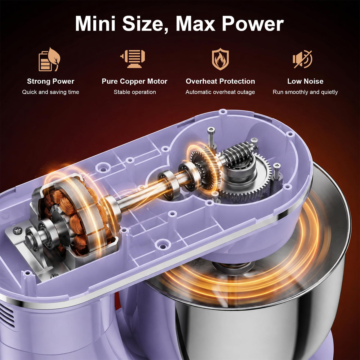 4QT Electric Stand Mixer, 10-Speed Tilt-Head Compact Kitchen Mixer
