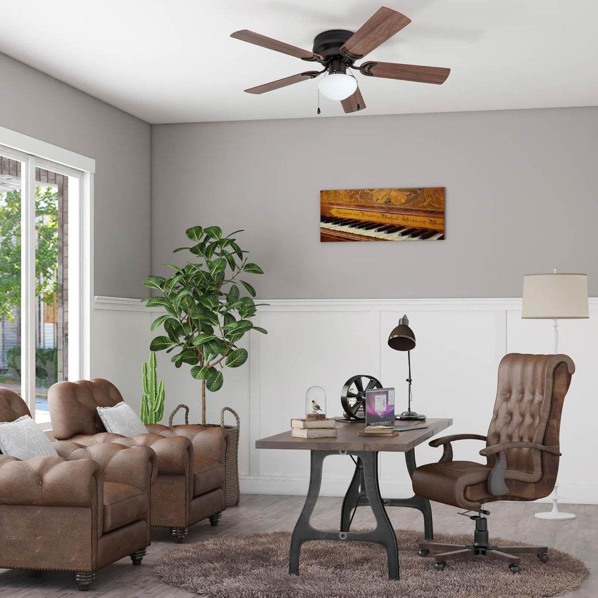 42" Flush Mount Ceiling Fan with Light