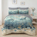 Comforter Set with Sheets, 7 Pieces Ocean Turtle Bedding
