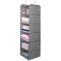 Large Hanging Sweater Organizer for Closet,Collapsible 6-Shelf Hanging Closet Shelves with Drawers, Washable (Grey-6