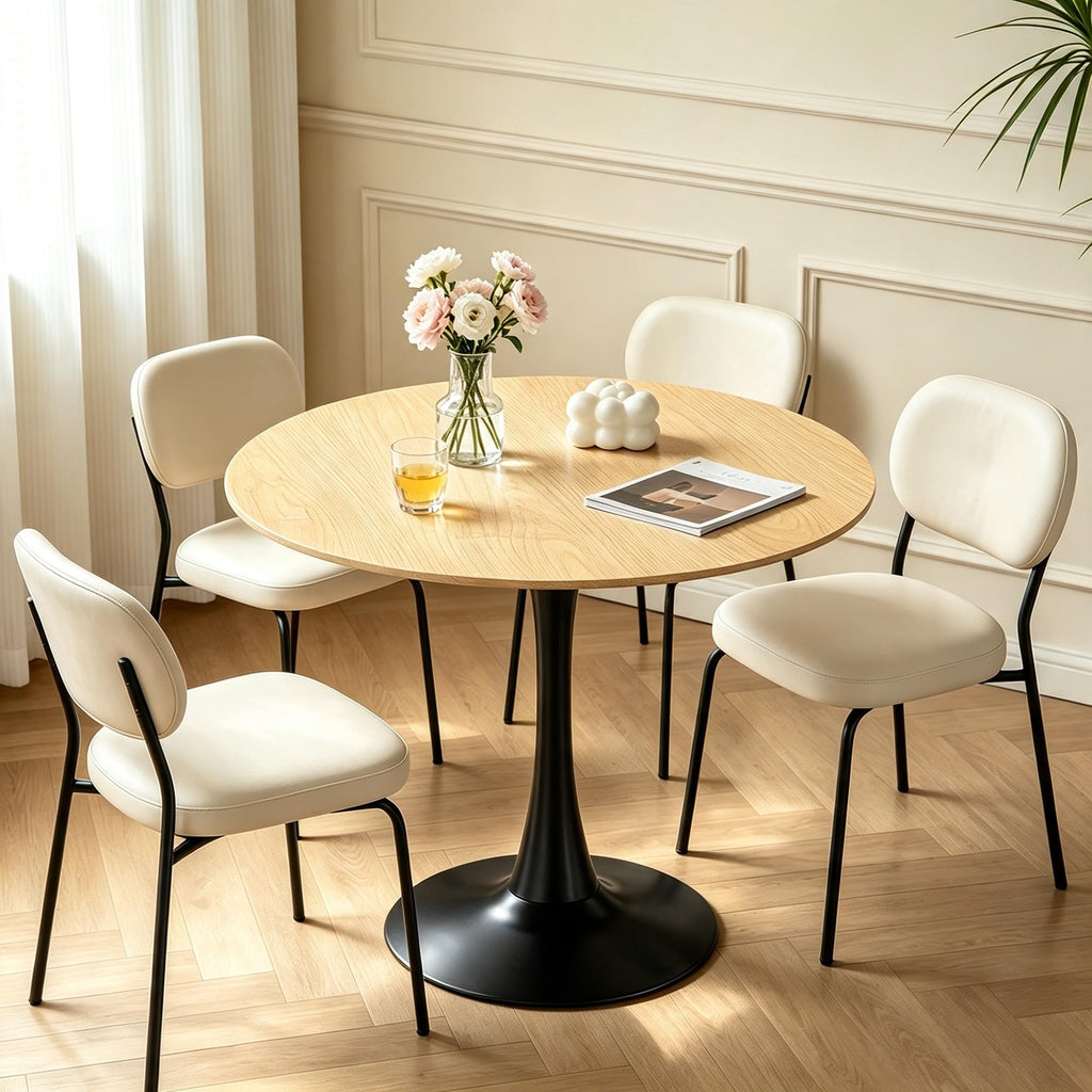 Inspired Saarinen Style 31.5" Modern Round Table, Tulip Base, Dining Coffee Table, Natural