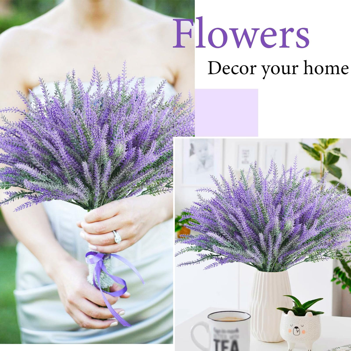 30 Bundles Artificial Lavender Outdoor, 14.5" UV Resistant Faux Plants Outdoor Greenery Stems No Fade Plastic Fake
