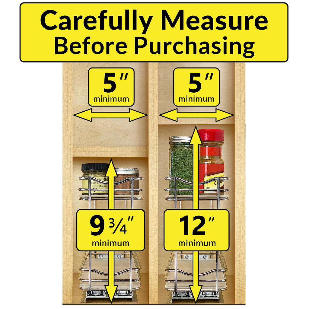 Pull Out Spice Organization for Cabinets - 4-3/8 inch Wide - Spice Rack for Inside Cabinets, Slide Out Spice Rack