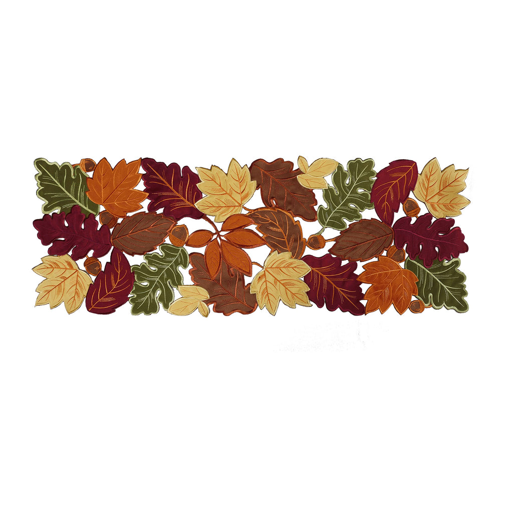 Thanksgiving Runner, Fall Leaf Table Runner for Autumn Home Decorations, Fall Table Centerpieces, Embroidered Cutwork