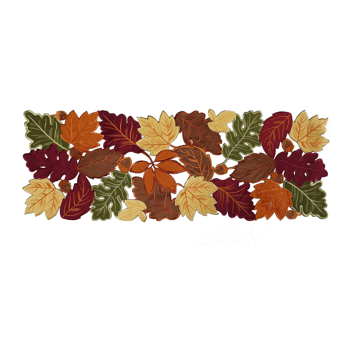 Thanksgiving Runner, Fall Leaf Table Runner for Autumn Home Decorations, Fall Table Centerpieces, Embroidered Cutwork