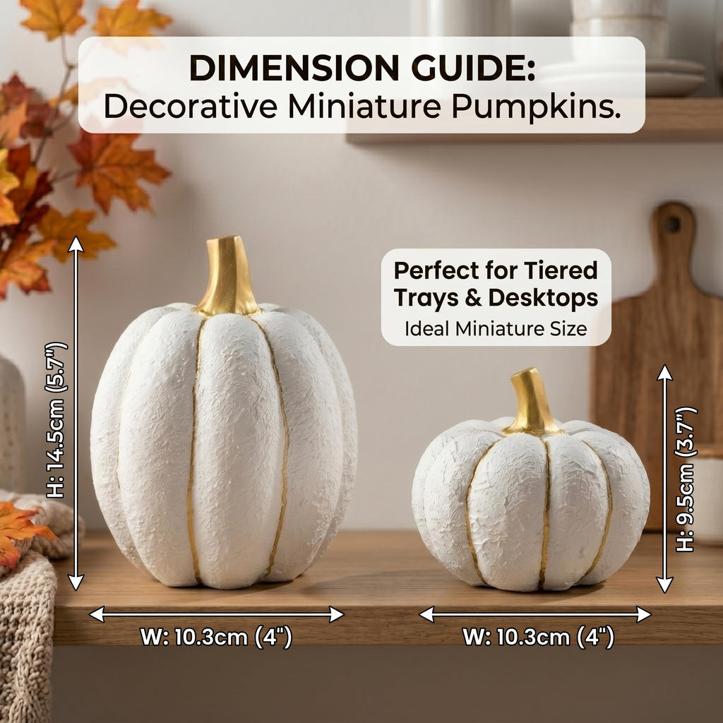 Fall Pumpkin Decor, 2Pcs Resin Pumpkins for Decorating