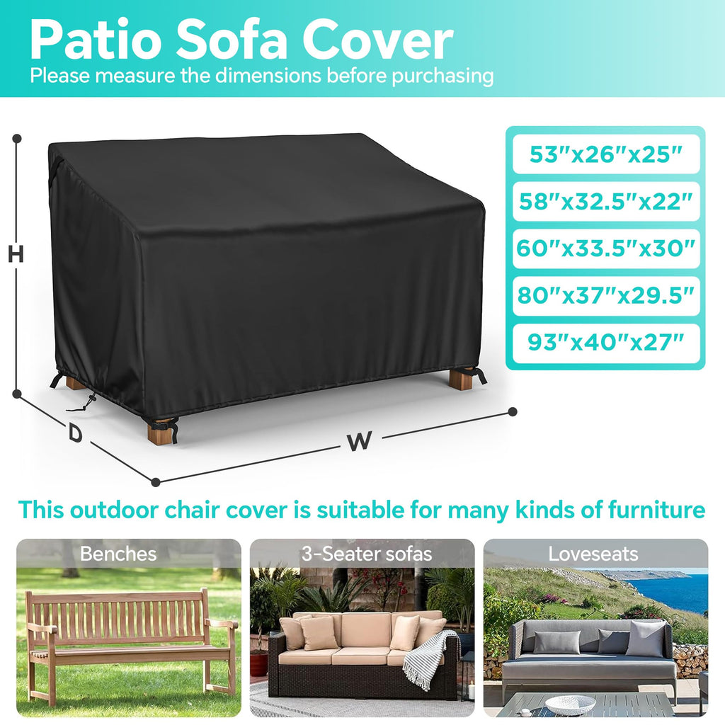 Waterproof 3-Seater Patio Sofa Furniture Covers 80x37x29.5 Inch