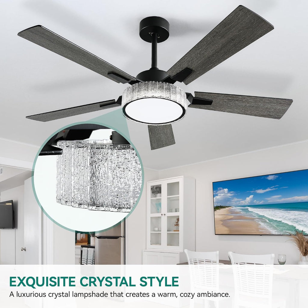 52" Smart Chandelier Ceiling Fan with Light & Remote