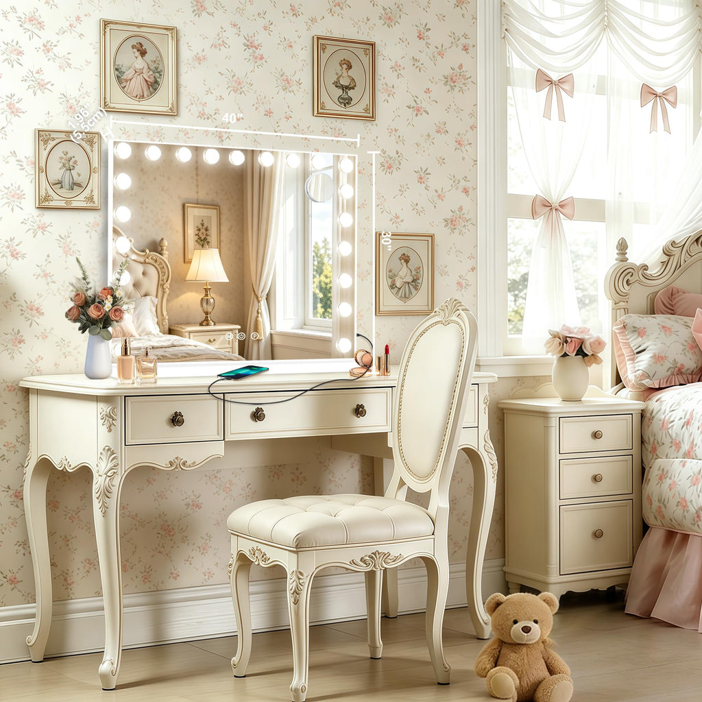 Hollywood Vanity Mirror with Lights, 21 Dimmable Bulbs, 3 Color Lights,Make Up Lighted Mirror, Aluminum Metal Frame