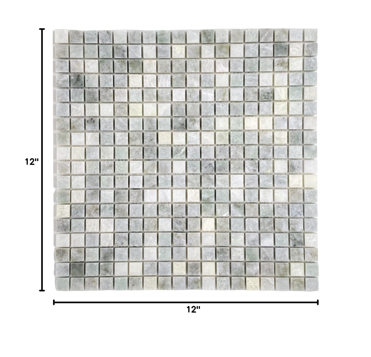 Light Ming Green Yellowish and Onyx and Grey Marble Polished Mini Square 5/8x5/8 Mosaic Tiles Backsplash Bathroom