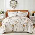 Brown Quilt King Size, Floral Boho Summer Bedspread