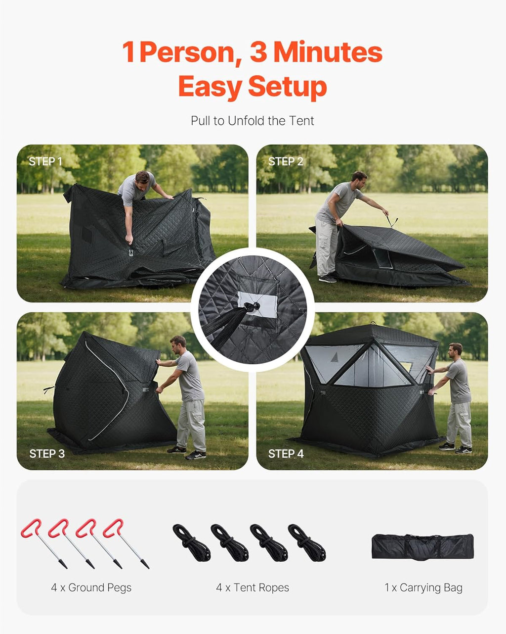 Outdoor Sauna Tent Pro, Portable Steam & Dry Sauna for 4 Persons with Velcro