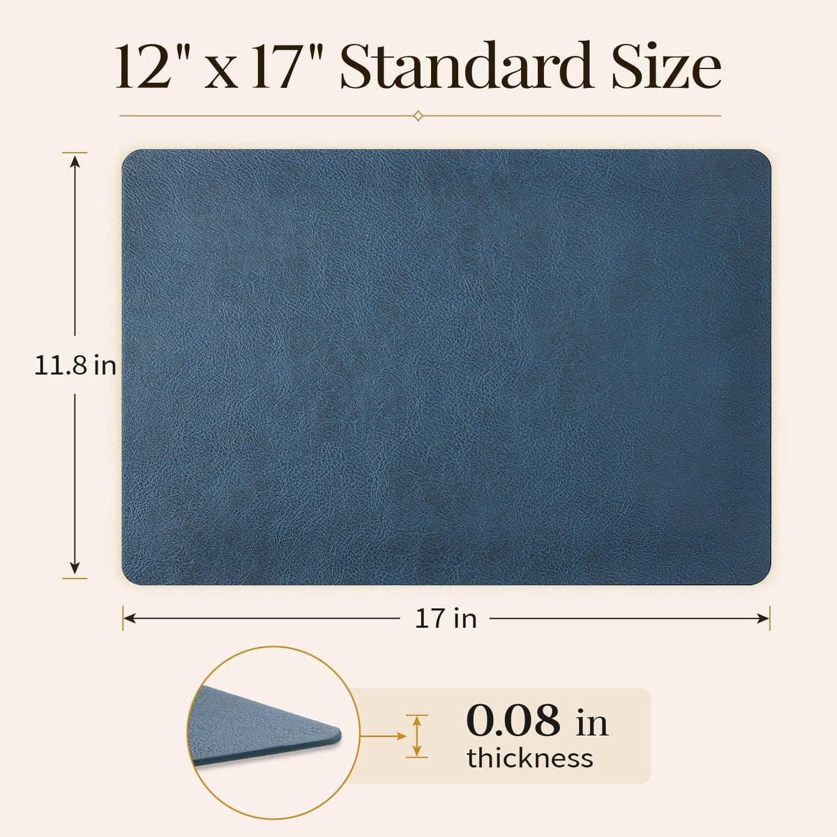 Vinyl Heat Resistant Placemats Set of 12, Navy Blue