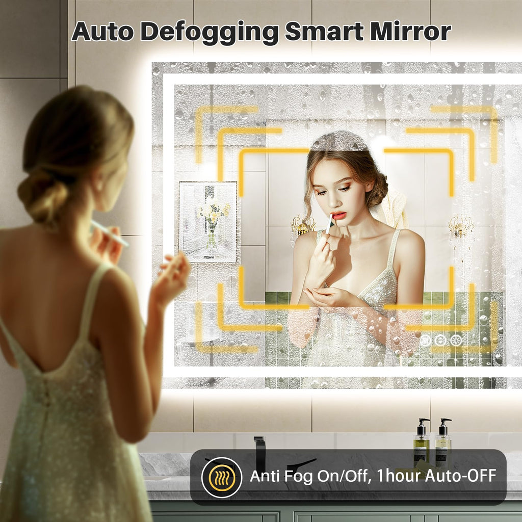 68x38 Inch LED Bathroom Mirror with Lights, Backlit & Front Lit