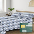 100% Organic Cotton Sheets - Organic Cotton Percale Sheet Set (4 PC, Variegated Stripe), Soft