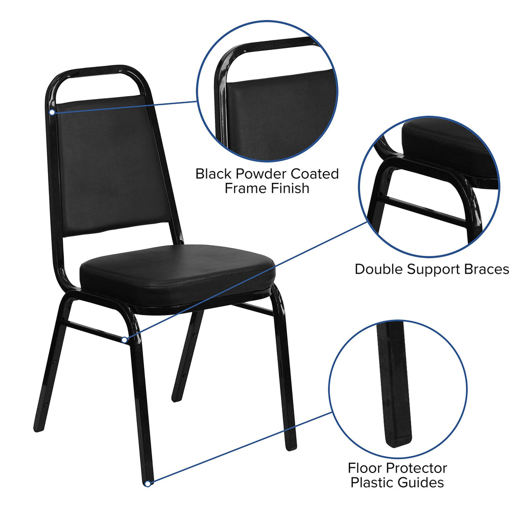 Black Vinyl Trapezoidal Back Stacking Banquet Chair