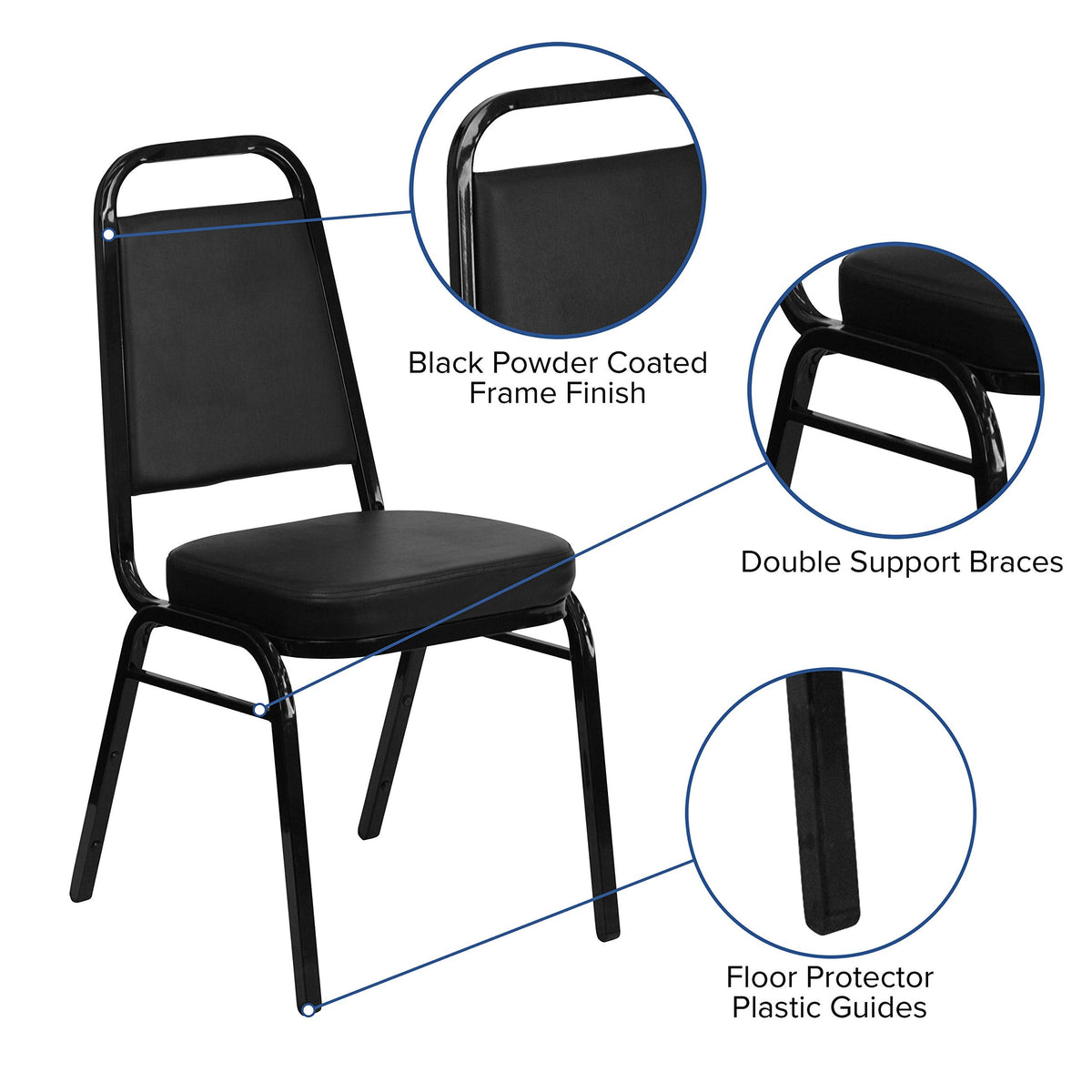 Black Vinyl Trapezoidal Back Stacking Banquet Chair