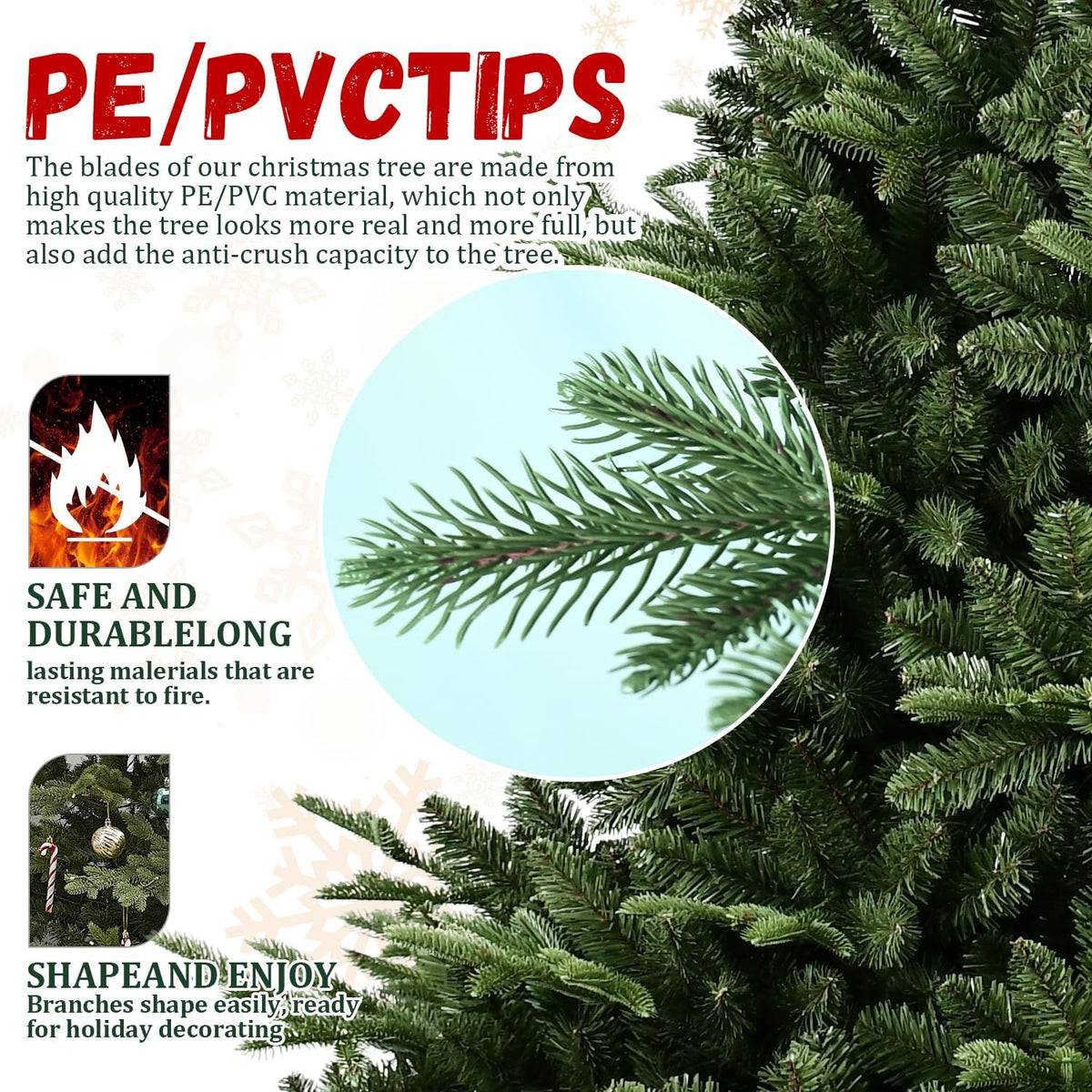 Artificial Christmas Tree, 4 to 9 ft, Premium Unlit Spruce Douglas Firs Christmas Tree, Realistic Fake