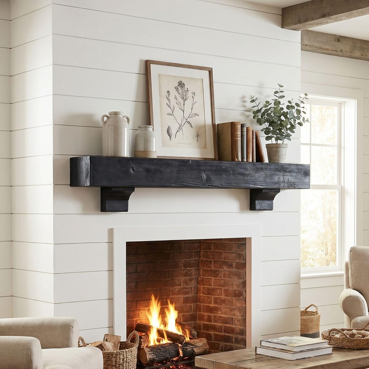 Fireplace Mantel Shelf with Corbels, 60"