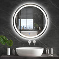 24 Inch LED Round Lighted Mirror, Bathroom Backlit Vanity Mirror Wall Mounted with 3000K/4000K/6000K Adjustable