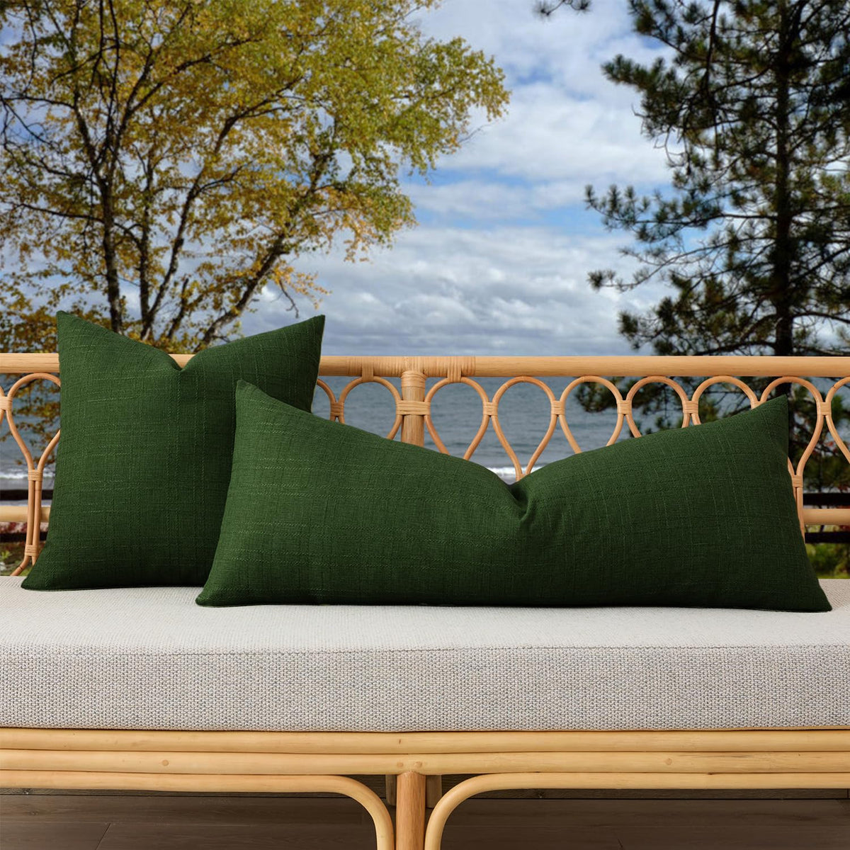 Outdoor Waterproof 14"x36" Pillow Cover 1 Pack, Army Green