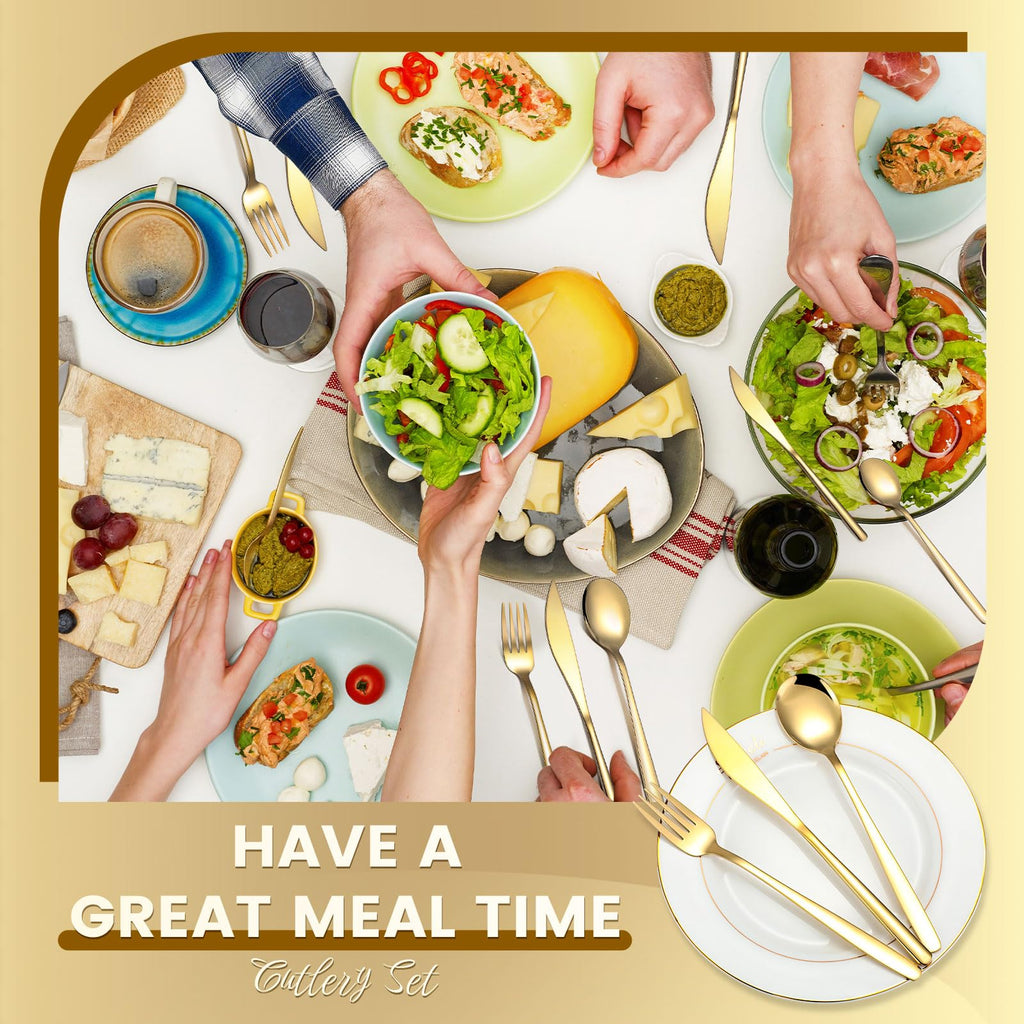 240 PCS Gold Silverware Bulk, Stainless Steel, Set for 80