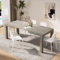 Iacopo Extendable Dining Table, 55.1(86.6) x35.4 in, Concrete Effect, Grey, for 6-10 People, Expandable Dining Table