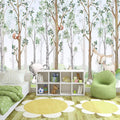 Nursery Animals Forest Wallpaper Mural for Kids Room Bedroom | 106"x70" Not Peel and Stick