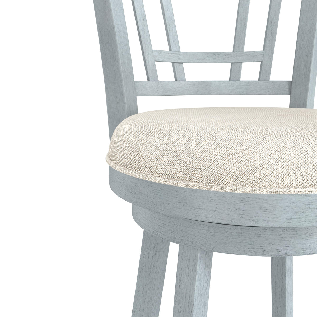 Inspired Bertoia Style Fairfox 30.5" Wood Swivel Bar Height Stool, Blue Wire Brush