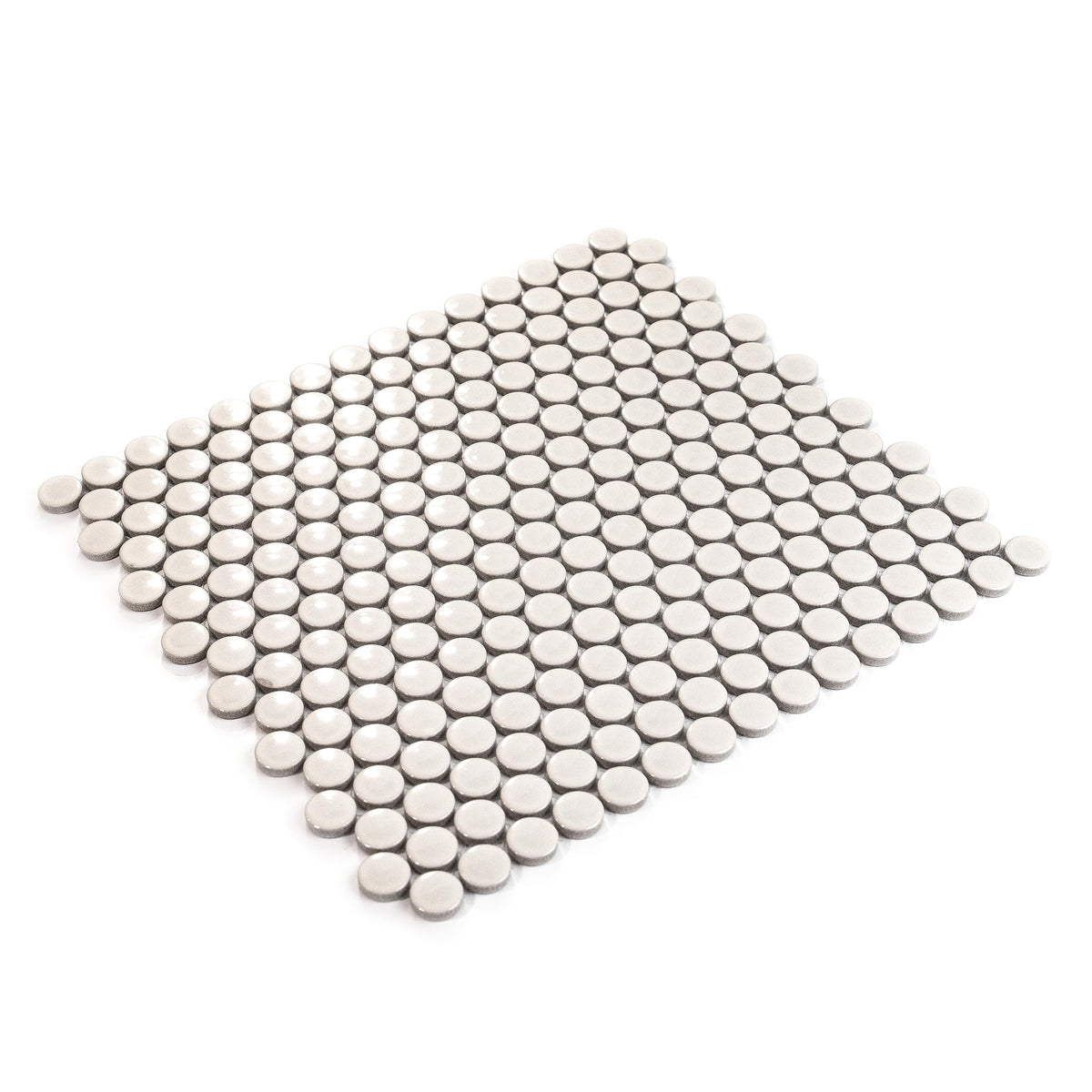 Penny Round Porcelain Tile Ivory Beige 12x12 Glossy 9.87 sq ft 10-Pack