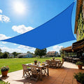 Sun Shade Sail, 12'X20' Blue Rectangle Curved Edged Sun Shade, Commercial Grade 185GSM HDPE UV Permeable Outdoor
